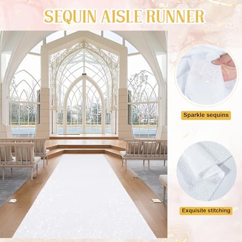 PartyDelight Sequin Wedding Aisle Runner 4FTx15FT