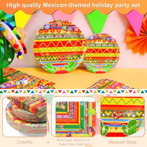 108 Pcs Mexican Fiesta Decorations for 36 Guests