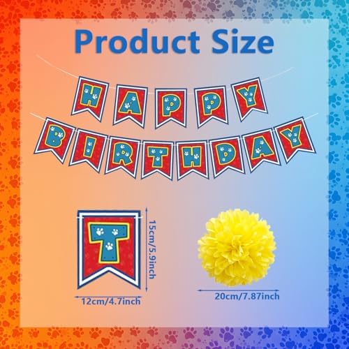 Mcoolar Paw Birthday Decorations Blue Orange Puppy Theme Kit