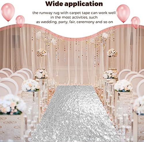 Irenare Glitter Sequin Aisle Runner 4x15 Feet White