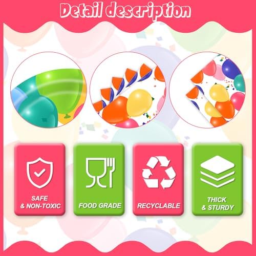 96Pcs Happy Birthday Party Tableware Set with Balloons