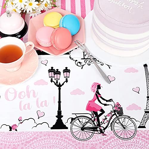 Irenare Paris Theme Pink Tablecloth for Girls Party Decorations