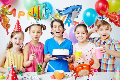 Ocean Animal Foil Balloons Set for 3rd Birthday Party