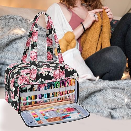 Teamoy Yarn Storage Tote Bag for Knitting and Crochet