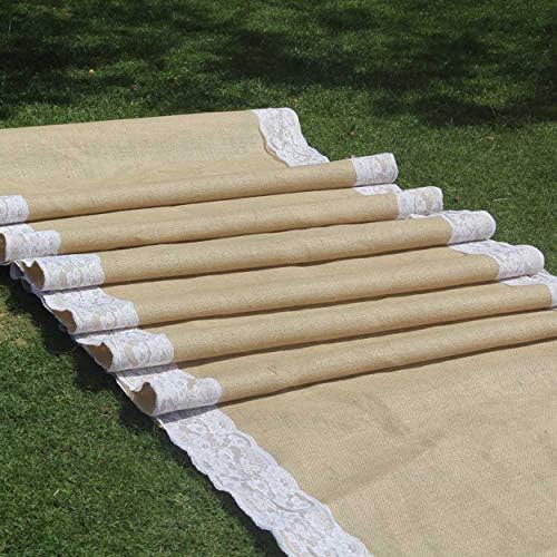 AAYU Premium Burlap Wedding Aisle Runner 48x50ft White Ivory