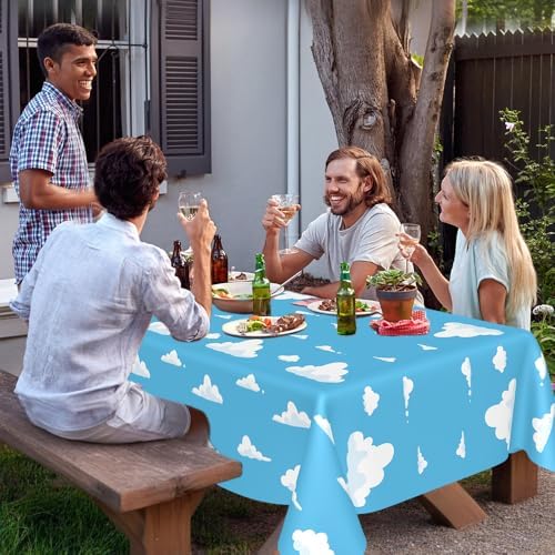 2 PCS Blue Sky and White Clouds Tablecloth for Birthday Party Supplies