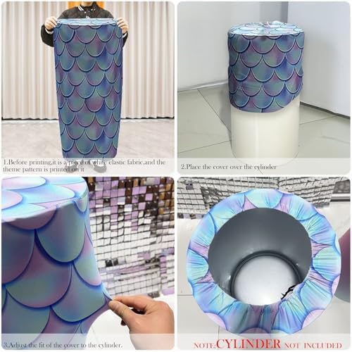 KONPON Set of 3 Little Mermaid Cylinder Pedestal Covers