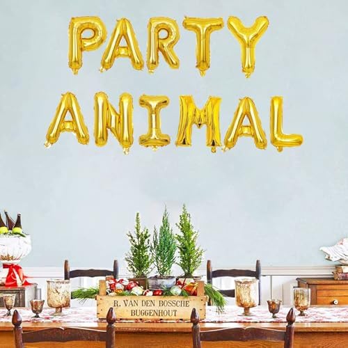 KUNGOON Gold Foil Letter Balloons for Party Animal Birthday