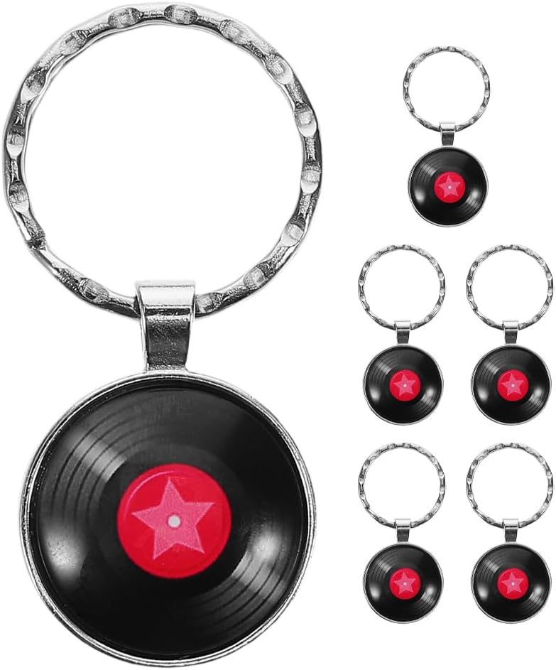 LOGOFUN 6PCS Retro Music Keychains for Bags Backpacks