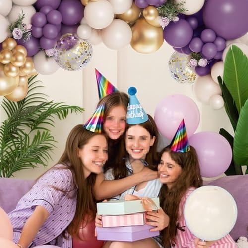 127pcs Purple Gold White Balloon Arch Kit for Decorations