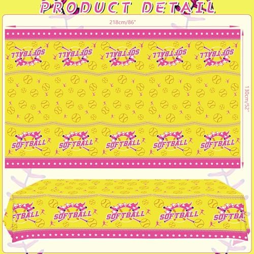 KEFAN 4 Pack Softball Themed Tablecloths 51x86 Inch