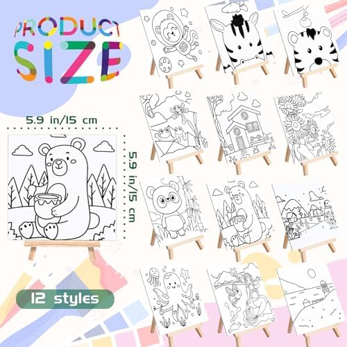 48PCS Kids Paint Art Set with Canvas and Easel