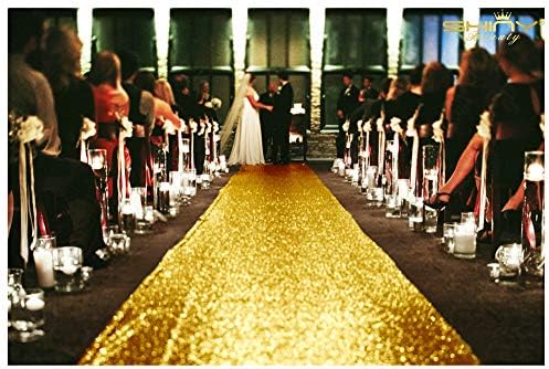 ShinyBeauty Gold Sequin Aisle Runner 2ft x 15ft