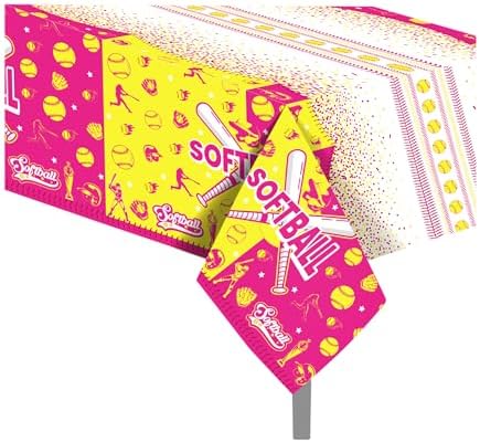 CC HOME Softball Themed Tablecloth 54x87 Inch