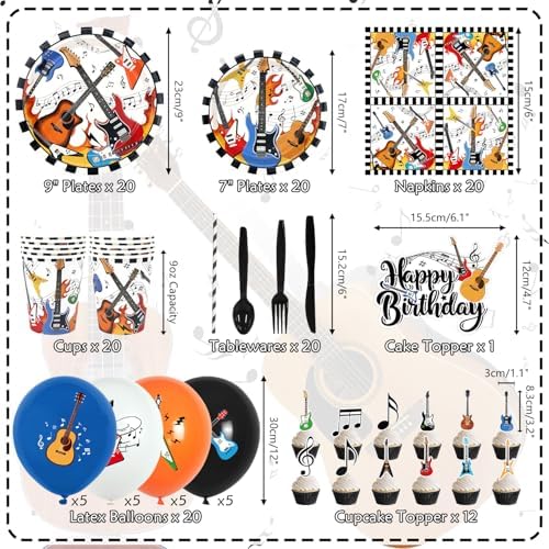 Guitar Birthday Party Decorations Set