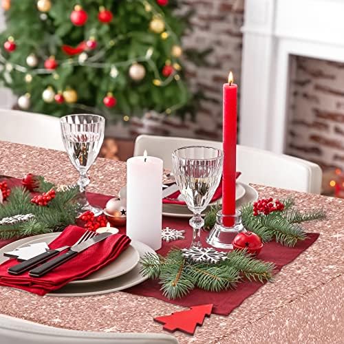 3 Pcs 54 x 108 Inch Pink Rose Gold Tablecloths for Parties