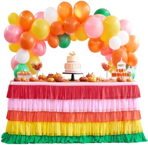 Rainbow Tutu Table Skirt 9ft for Birthday Party Decorations