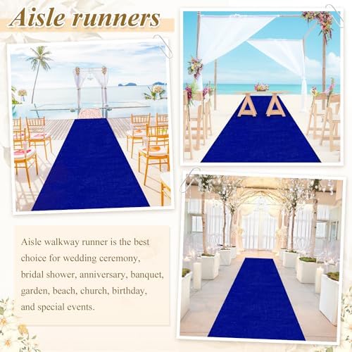 Velvet Blue Aisle Runner for Wedding 2FTx15FT Carpet Decor