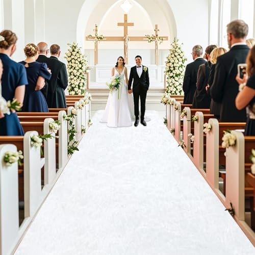 MODFUNS White Aisle Runner for Wedding Ceremony 5FTx15FT
