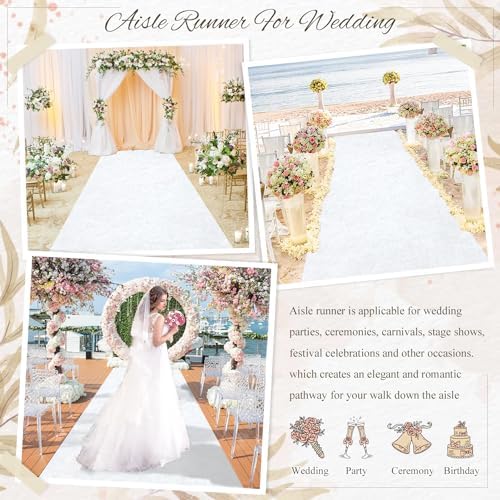 MODFUNS White Aisle Runner for Wedding Ceremony 5FTx15FT