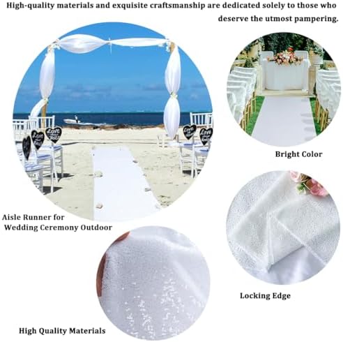 White Sequin Aisle Runner 3FTx15FT Wedding Carpet