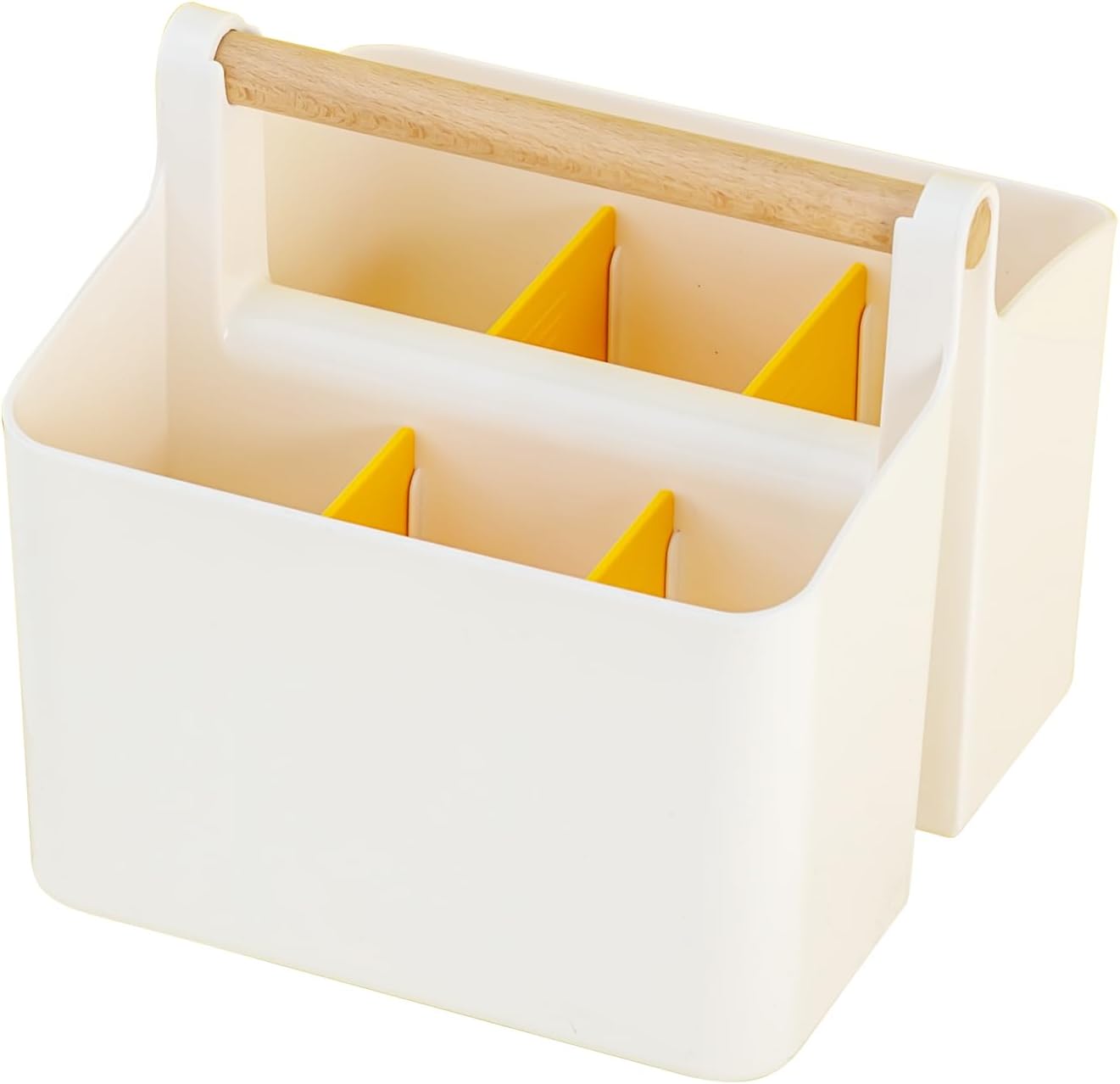 Vidifor Art Supply Organizer Caddy with Handle - Small White and Yellow