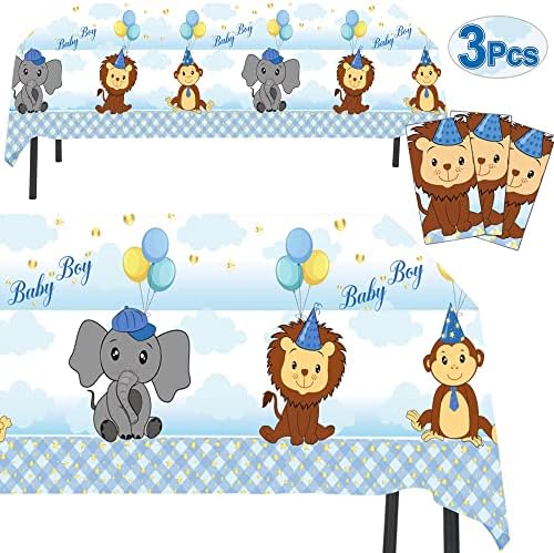 AnapoliZ Baby Boy Tablecloth Set 3 Pcs Rectangular Blue 54x102 Inches
