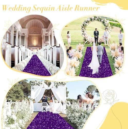 Purple Sequin Aisle Runner 4x20FT Wedding Carpet