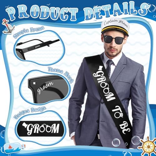 JaGely 3 Pcs Bachelor Party Accessories for Groom Set