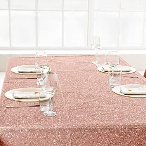 3 Pcs 54 x 108 Inch Pink Rose Gold Tablecloths for Parties