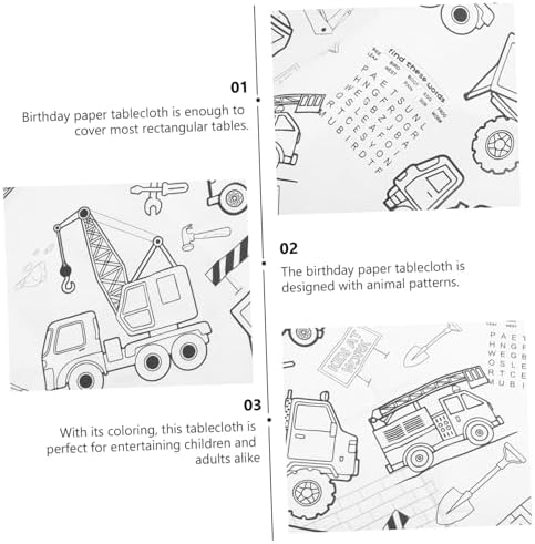 DOITOOL Birthday Coloring Tablecloth Construction Theme
