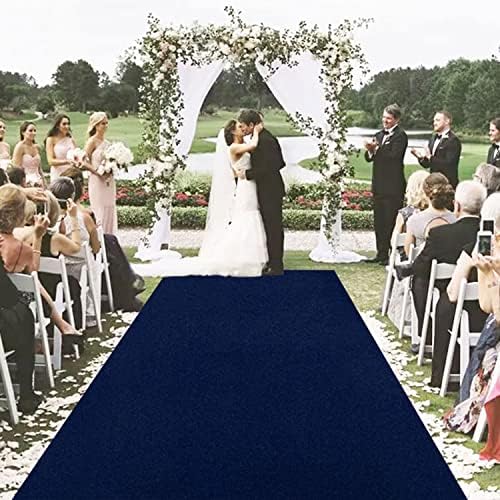 MODFUNS Navy Blue Velvet Aisle Runner 5x20ft Wedding Carpet Runner