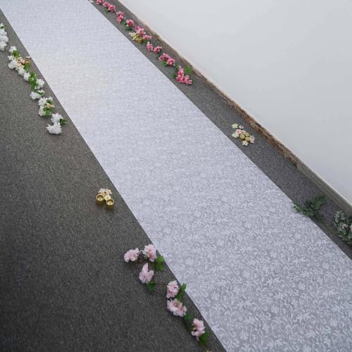 Efavormart 36 x 100ft White Floral Lace Aisle Runner