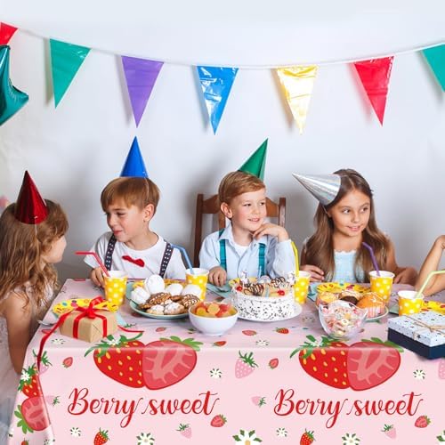 Hxezoc 3 Pack Strawberry Tablecloths for Parties