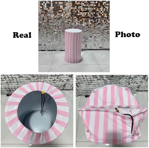 KONPON Pink Striped Cylinder Plinth Cover for Donuts