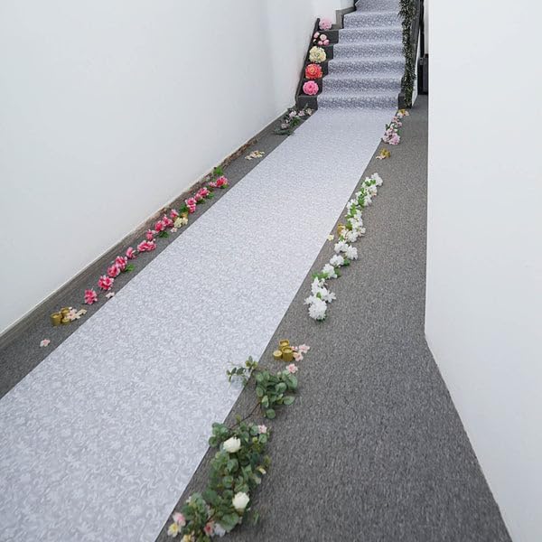 Efavormart 36 x 100ft White Floral Lace Aisle Runner