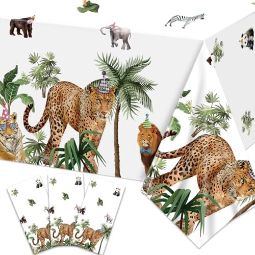 Haimimall Jungle Safari Tablecloths 3Pcs Set