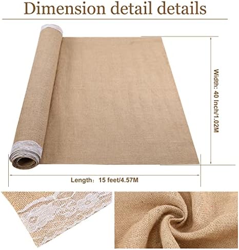 Tudomro Burlap Lace Aisle Runner for Weddings
