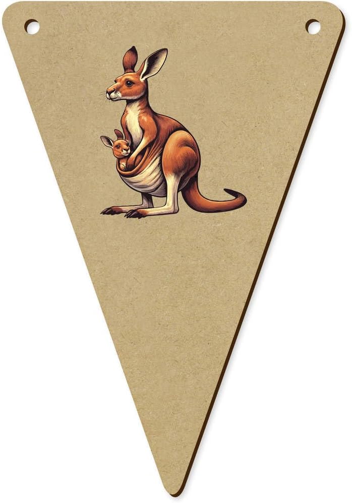5 x 140mm Kangaroo with Joey Wooden Bunting Flags