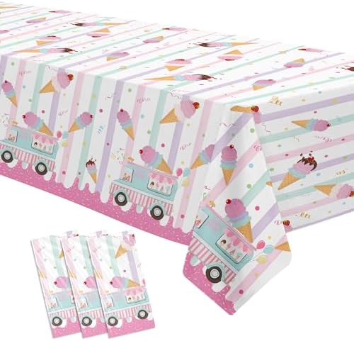 Ice Cream Party Tablecloth Set 3 Pack Heres The Scoop Theme