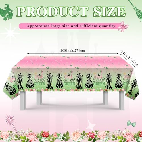 Booson 3Pcs Witch Party Tablecloth Pink Green Decorations