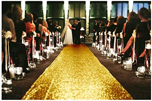 ShinyBeauty Gold Sequin Aisle Runner Wedding Decor 4FTx35FT