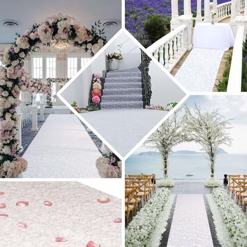 Efavormart 36 x 100ft White Floral Lace Aisle Runner