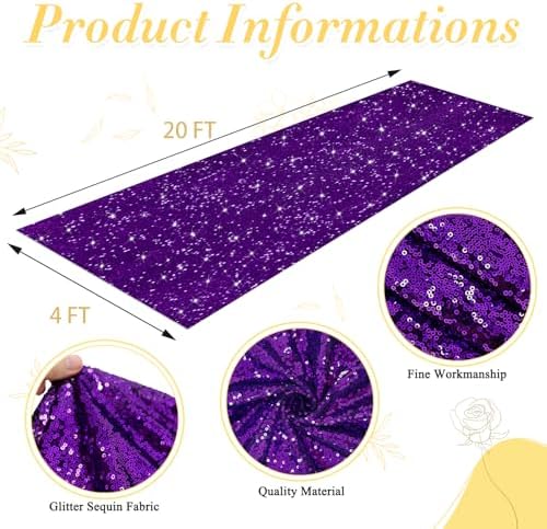 Purple Sequin Aisle Runner 4x20FT Wedding Carpet