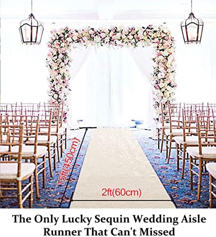 DuoBao Ivory Sequin Aisle Runner 15FTx2FT Wedding Decor