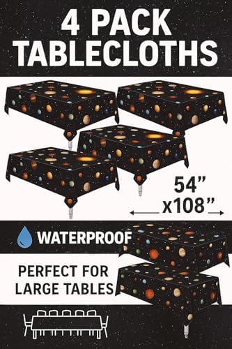 Oojami 4 Pack Plastic Outer Space Table Cover Tablecloth
