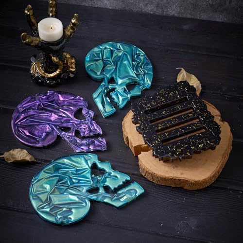 Halloween Skull Silicone Mold Set 4pcs with Holder