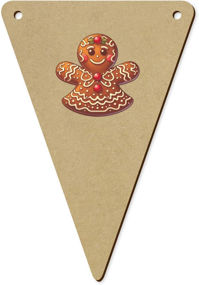 Azeeda 5 x 140mm Gingerbread Woman Wooden Bunting Flags
