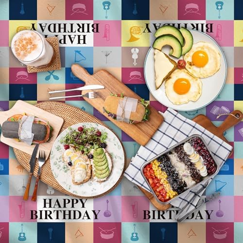 Vencubi Music Theme Birthday Tablecloth 98x53in