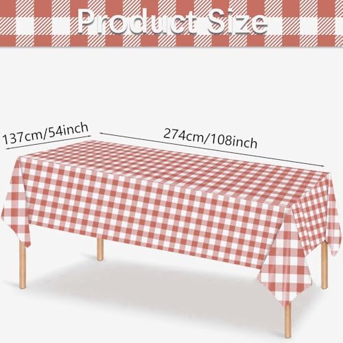 3 Pack Red and Pink Gingham Tablecloths for Parties